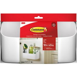 Command 10 Lb Large Organizing Caddy with 4 Command Strips, 9.91" x 3.38" x 5.15", Heavyweight Damage-Free Hanging for Organizing Cleaning Supplies, Closet, and Pantry, White