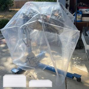 Clear Engine Storage Cover Bags, Extra-Thick Heavy-Duty Transparent PE Protective Covers for Engine Storage and Workshop Use, 39.4 x 47.2 in & 55.1 x 55.1 in, 5