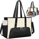 Jetviivid Laptop Tote Bag for Women, Work Bag with Insulated Lunch Compartment, 15.6 Inch Laptop Purse for Office,Teacher,College,Nurse,Travel, Black&White