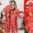 ANGELGGH Family Matching Christmas Onesie, Cute Vacation Xmas Print One Piece Pajamas, Hooded Holiday Sleepwear Nightwear PJs (Red, M)