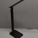 LED Desk Lamp for Home Office, 3 Levels Dimmable Desk Light with USB Charging Port, Small Study Lamp, Reading Light for Table, Black, 5000K