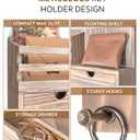 Rebee Vision Farmhouse Key Holder Wall Mount with 2 Drawer Organizer Key and Mail Holder for Wall with 6 Key Hooks & Shelf Home Essentials for Home Decor (Natural Wood)