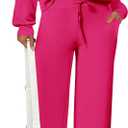 PRETTYGARDEN Women's 2 Piece Tracksuit Outfits Long Sleeve Half Zip Sweatshirt Sweatpants Lounge Set Sweatsuits (Rose Red,Medium)