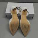 Athlefit Closed Pointed Toe Kitten Heels for Women Dress Work Wedding Party Slingback Stiletto Pumps Shoes (6.5, White)