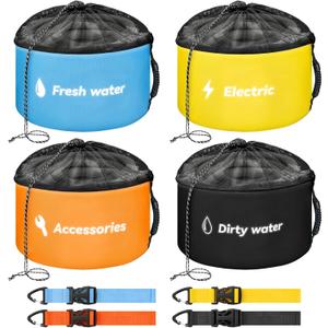 RV Hose Storage Bag, 4 Pack Heavy Duty Waterproof Camper Storage Bags for Sewer Hose, Fresh/Black Water Hoses, Electrical Cords & RV Accessories