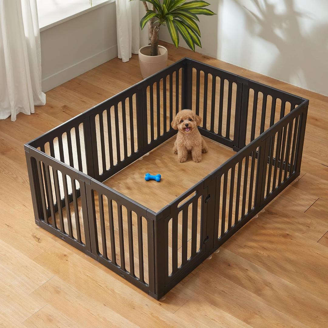 Cozy-Picket Dog Playpen Indoor Deco Pen, 24" H, Black, 10 Panels