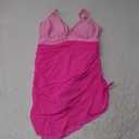 Blooming Jelly Women One Piece Swim Dress Tummy Control Swimsuits Slimming Mesh Sheer Sarong Wraps Bathing Suit Large, Pink/Hot Pink