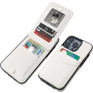 KIHUWEY Compatible with iPhone 14 Pro Max Case Wallet with Credit Card Holder, Flip Premium Leather Magnetic Clasp Kickstand Heavy Duty Protective Cover for iPhone 14 Pro Max 6.7 Inch (White)