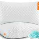 UYWO Cooling White Pillows Queen Size Set of 2, Memory Foam Pillows with Zipper, Firm Bed Pillows Adjustable for Hot Side Back Stomach Sleepers