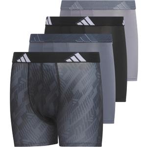adidas Boys' Performance, Kids Underwear, Athletic Fit Microfiber Boxer Briefs (Large, Grey/Black/Graphic)