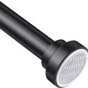 Suranew Heavy Duty Tension Rod 29-75" Rust-Resistant Shower Curtain Rod, No Drill Stainless Steel Spring Rod with Extra-Wide Non-Slip Pads for Bathroom/Kitchen/Closet (Black)