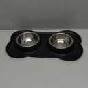 AsFrost Dog Food Bowls Stainless Steel & Water Dish with No-Spill and Non-Skid, Feeder Bowls with Dog Food Dish for Small Medium Large Size ,Dogs, Cats, Puppy Pets, Black, 12oz