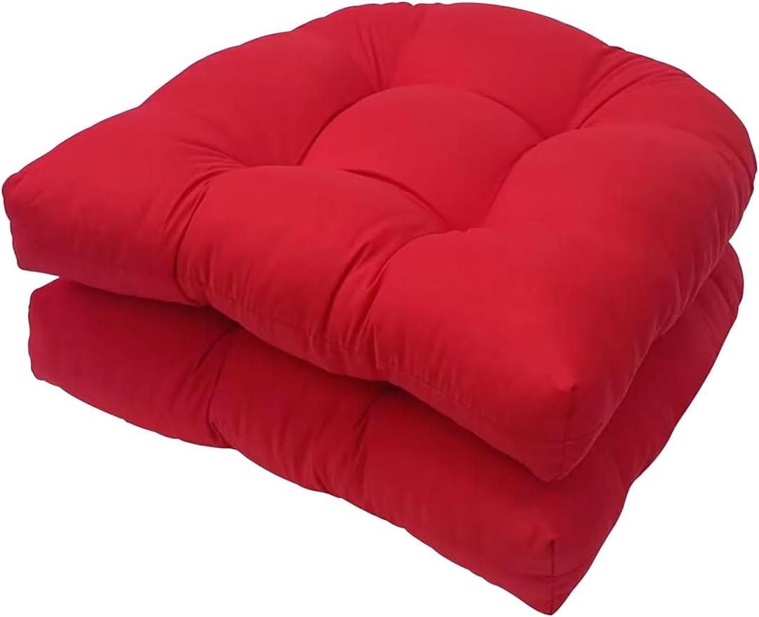 Indoor/Outdoor Wicker Chair Cushions Set of 2 Waterproof Rocking Chair Cushion Pad,2 Pieces 18.5in*18.5in Round Corner Patio Chair Cushion Red