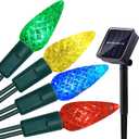 ITICdecor Solar C6 Strawberry String Lights Outdoor, 50LED LED Christmas Fairy Lights Decor, 8 Lighting Mode, Waterproof for Indoor Outdoor Patio Xmas Tree Party Decor(Multicolor)