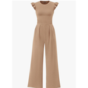 PRETTYGARDEN Summer Jumpsuits for Women Dressy 2025 Fashion Ruffle Cap Sleeve Romper Crew Neck Rib Knit One Piece Outfits L