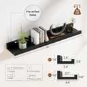 Heimlove Picture Ledge Shelf,24 inch Long Floating Shelves for Wall Set of 4,Black Picture Shelf with Lip for Wall Decor,Living Room,Bedroom,Bookshelf,Nursery,Perfume