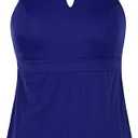 Septangle Women's Halter High Neck Tankini Top Key Hole Bathing Suit Medium