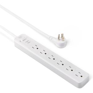 Amazon Basics Surge Protector Power Strip, 6-Outlet, 790 Joules, 6ft Extension Cord, White