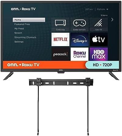 ONN 32-inch Roku Smart TV LED + Free Wall Mount with Wi-Fi Connectivity and Mobile App | Flat Screen TV Compatible with Apple Home Kit | Alexa and Google Assistant 