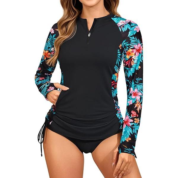 Daci Women Rash Guard Swim Shirt Long Sleeve Swimsuit UPF 50 Without Shorts Bathing Suits, XL