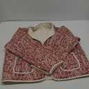 Fashion Be Yourself Women's Cropped Quilted Jacket Floral Printed LightWeight Padded Puffer Cardigan Coat Outwear(3950-09Red-S)