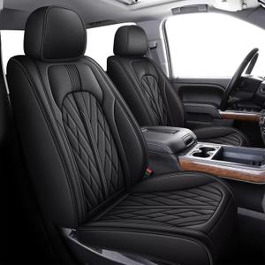 TTX LIGHTING Seat Covers Fit for 2007-2018 Chevy Chevrolet Silverado GMC Sierra 1500 2500HD 3500HD Trail Boss Z71 Crew Double Extended Cab Custom Leather Truck Seat Covers Full Set Black