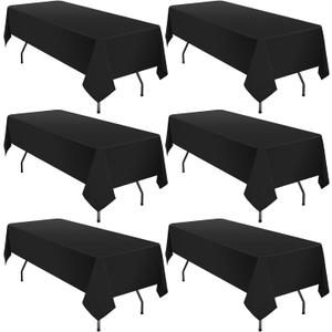 YMHPRIDE 6 Pack Polyester Tablecloth for 6 Foot Rectangle Tables,60 x102 inch Black Polyester Table Covers, Washable Black Table Cloth for Wedding,Party,Banquet,Restaurant,Buffet