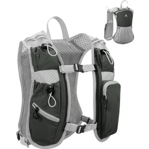 Running Vest for Women and Men, Hydration Running Backpack, Runners Vest, Hydration Vest, with Front Phone Holder, Adjustable Chest and Waist Strap (Dark Gray)