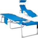 #WEJOY 3 in 1 Tanning Chair with Face Hole & Canopy, 300 lbs Heavy Duty 5 Positions Folding Face Down Lounge Chairs Outdoor with Pillow & Storage Bag Portable for Pool Beach Lawn Camping (Blue)