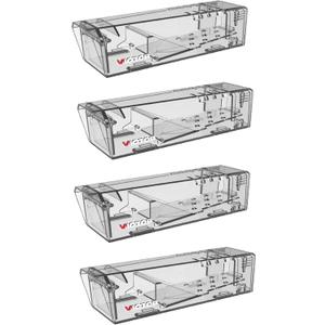 Victor Live Catch Mouse Trap - 4 Traps - M337SR-4 - Live Catch and Release Trap for Mice - Humane Mouse Traps - Clear Design - Humane, Easy to Use - 4 Pack