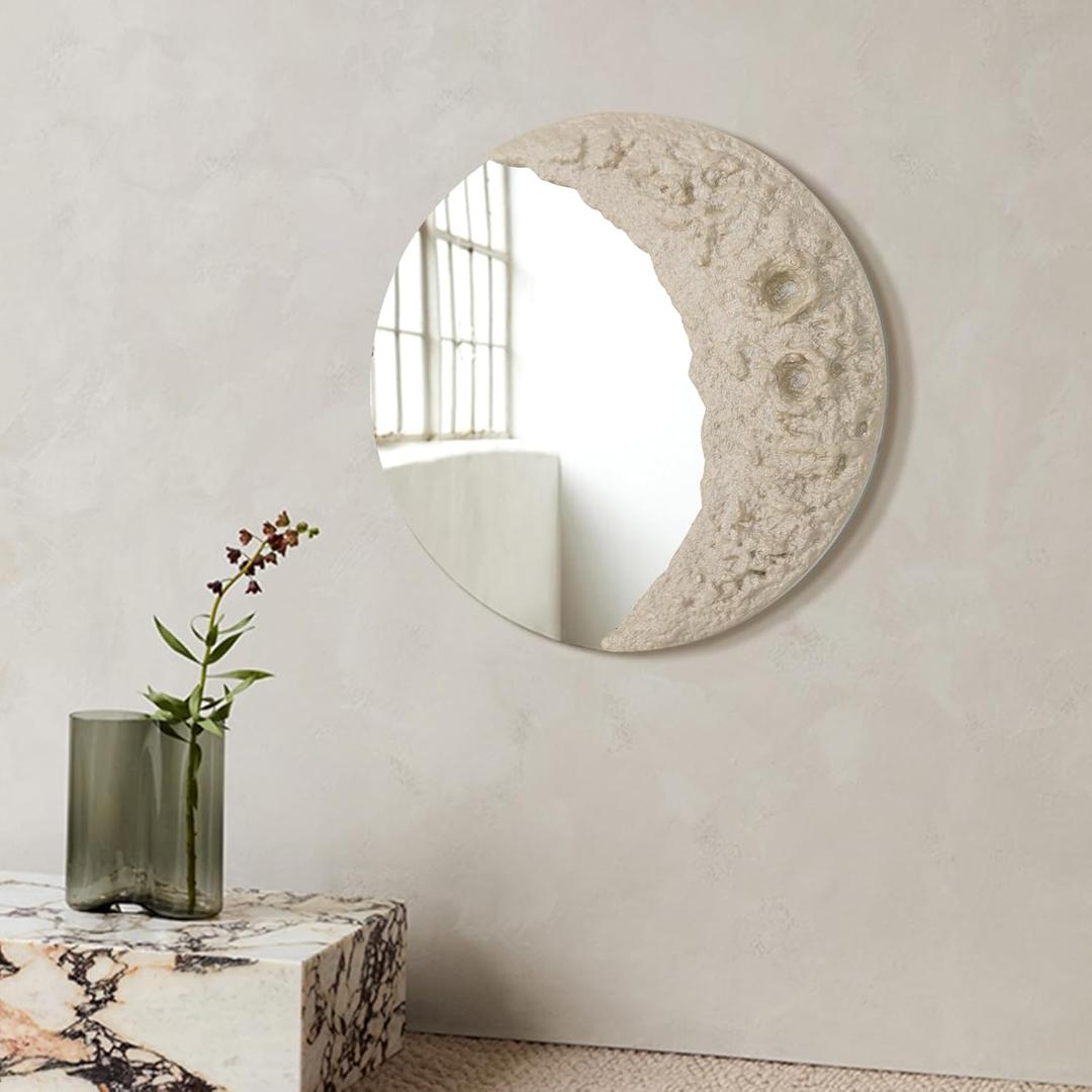 Moon Mirror Wall Decor for Bedroom, Boho Decorative Mirror Art for Urban Living Room Apartment Nursery Kids Room, 12" Crescent Mirror Bohemian Wall Hanging Accent Moon Mirror Wall Decor for Bedroom, Boho Decorative Mirror Art for Urban Living Room Apartment Nursery Kids Room, 12" Crescent Mirror Bohemian Wall Hanging Accent