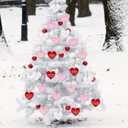 Harloon 48 Pieces Valentine's Day Conversation Hearts Ornaments 2.4inch Mini Love Letter Haning Decoration for Tree Pink Red White Romantic Notes Tag with String for Valentine Wedding Party Gift