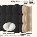 Upholstered Headboard Full Bed Pillows Wall Mounted Headboard Pillow Teddy Fleece Resting Support Bolster Cushion for Sitting in Bed, Snowball Foldable Backrest for Bedroom Daybed, Black 47x24x8 Inch