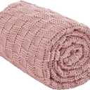 Knitted Weighted Blanket for Adult, Chunky Knit Weighted Throw for Sleep 36"*48" 5lbs, Cooling Breathable Heavy Blanket for Hot Sleepers, Machine Washable Blanket for Room Decor(Pink)