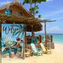 BLKWHT Summer Beach Sea Turtle House Flag 28x40 Vertical Double Sided Blue Welcome Ocean Holiday Outside Decorations Burlap Yard Flag BW814-40