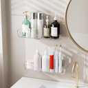Diesisa 2pc Acrylic Adhesive Wall Shelf, Wall Mount Organizer, Bathroom Shelves for Wall, Self Organizer, No Drilling Hang Walls, with Self Adhesive Tape, for Bathroom, Kitchen, Living Room