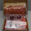 6pcs Halloween Landlady Women Costume Curly Wig Print Caftan Dresses Jewelry Set and Sunglass for Cosplay Party