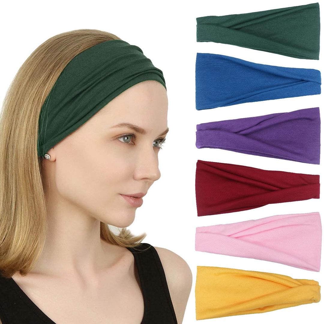 IVARYSS Headbands for Women, Non-Slip, Premium Stretchy Head Bands Hair Accessories,Wear for Yoga, Fashion, Working Out, Travel or Running, 6 Pack, Cute Multi