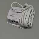 10 Ft Surge Protector Power Strip - YISHU 3 Side Outlet Extender with 8 Widely AC Outlets and 4 USB Ports, 10 Feet Extension Cord with Flat Plug, Wall Mount Desk USB Charging Station, ETL,White