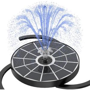 AISITIN 3.7W Solar Bird Bath Fountain Upgraded 6.3" Solar Glass Panel, Solar Powered Fountain Pump with Integrated Bracket & Storage for Bird Bath, Pond, Garden, Aquarium and Outdoor