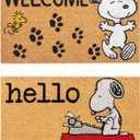 Gertmenian Peanuts Snoopy Coir Doormat - 2x3 Welcome Mat (2-Pack), Ideal for High Traffic Areas in Front Door, Garage, Entryway - Welcome, 80022