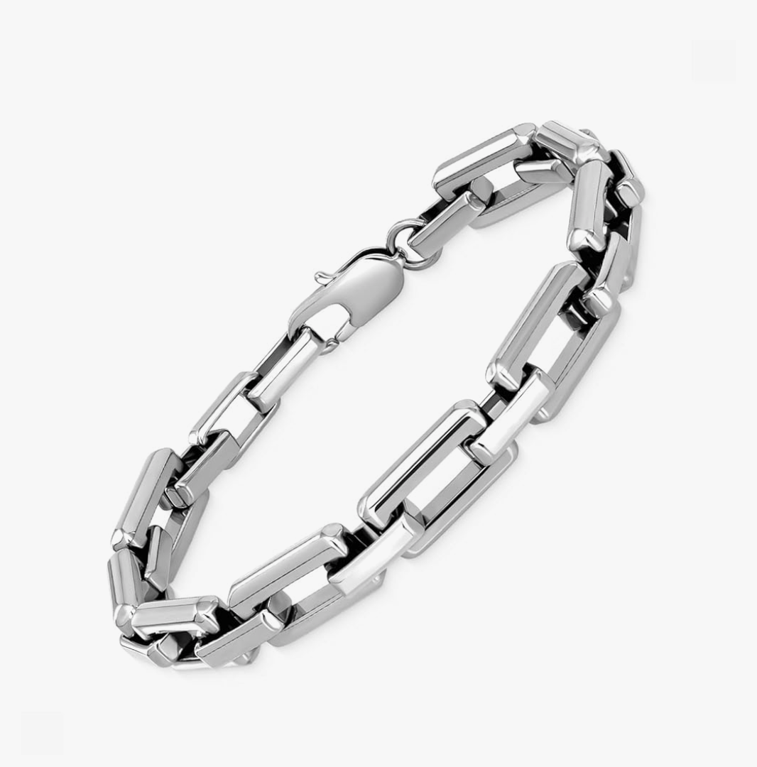 Bracelets for Men,Black Stainless Steel for Men Bracelets,Trendy Paperclip Short Bracelets Gifts for Husband Father Friends