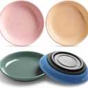 WROSWT Colorful Cat Food Bowl,Non-Slip Silicone Bottom Cat Bowls for Indoor Cats,Anti Whisker Fatigue Cats Dishes Set,Shallow Wide Kitten Plates for Food and Water,4 Pack