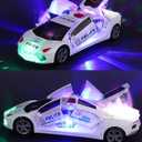 Toy Cars, Police Car Toys for Boys 3-5, Police Car Spinning Toy with Music Lights and Siren, Automatic Door Opening Spin Toy for Outdoor Indoor Kids Gifts (White), Medium