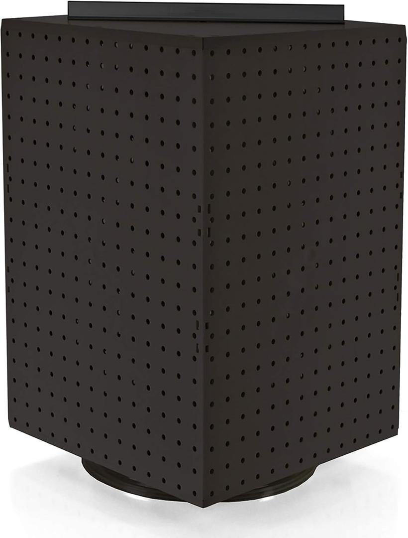 Azar Displays 701414-BLK Rotating Stand, Peg Display Carousel, Four Sided Rack for Jewelry, Accessories, or Crafts, Revolving Displays for Retail, Pegboard Organizer, Black, 14"x14"x20"