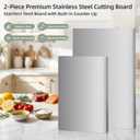 Stainless Steel Cutting Board Set with Lip, 2 Pack 16" & 24" Metal Chopping Boards for Kitchen Countertop, Non-Slip Food Prep Boards for Meat & Vegetables, 24"L x 16"W & 16"L x 12"W
