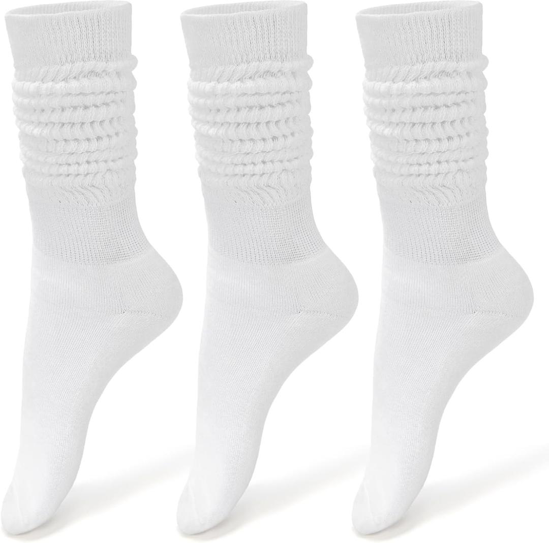 WANDER Womens Slouch Socks Soft Thin Lightweight Anti-blister Cotton Sock Girls Retro Scrunch Boot Socks Size 5-11 (S)