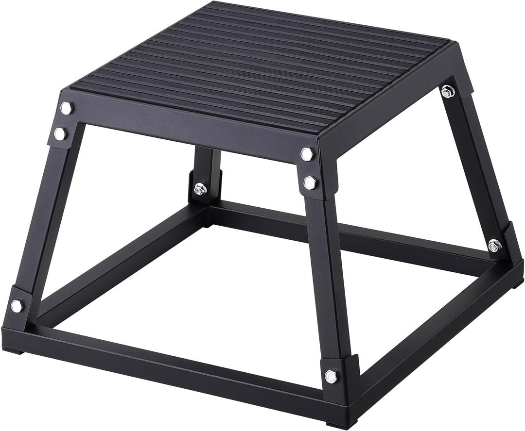 VEVOR Plyometric Jump Box, 18 Inch Plyo Box, Steel Plyometric Platform and Jumping Agility Box, Anti-Slip Fitness Exercise Step Up Box for Home Gym Training, Conditioning Strength Training (Black)