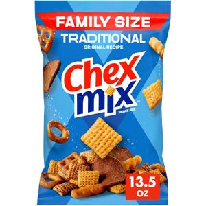 Traditional Chex Mix, Original Recipe, Family Size, 12.5 oz | Corn & Wheat Chex, Rye Chips, Squiggle Breadsticks, Pretzels, 50% Less Fat than Regular Potato Chips (EXP 03/29/26)