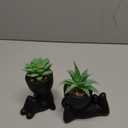 Der Rose Set of 2 Fake Plants Artificial Succulent Plants for Office Desk Accessories Black Bathroom Home Room Aesthetic Decor Indoor